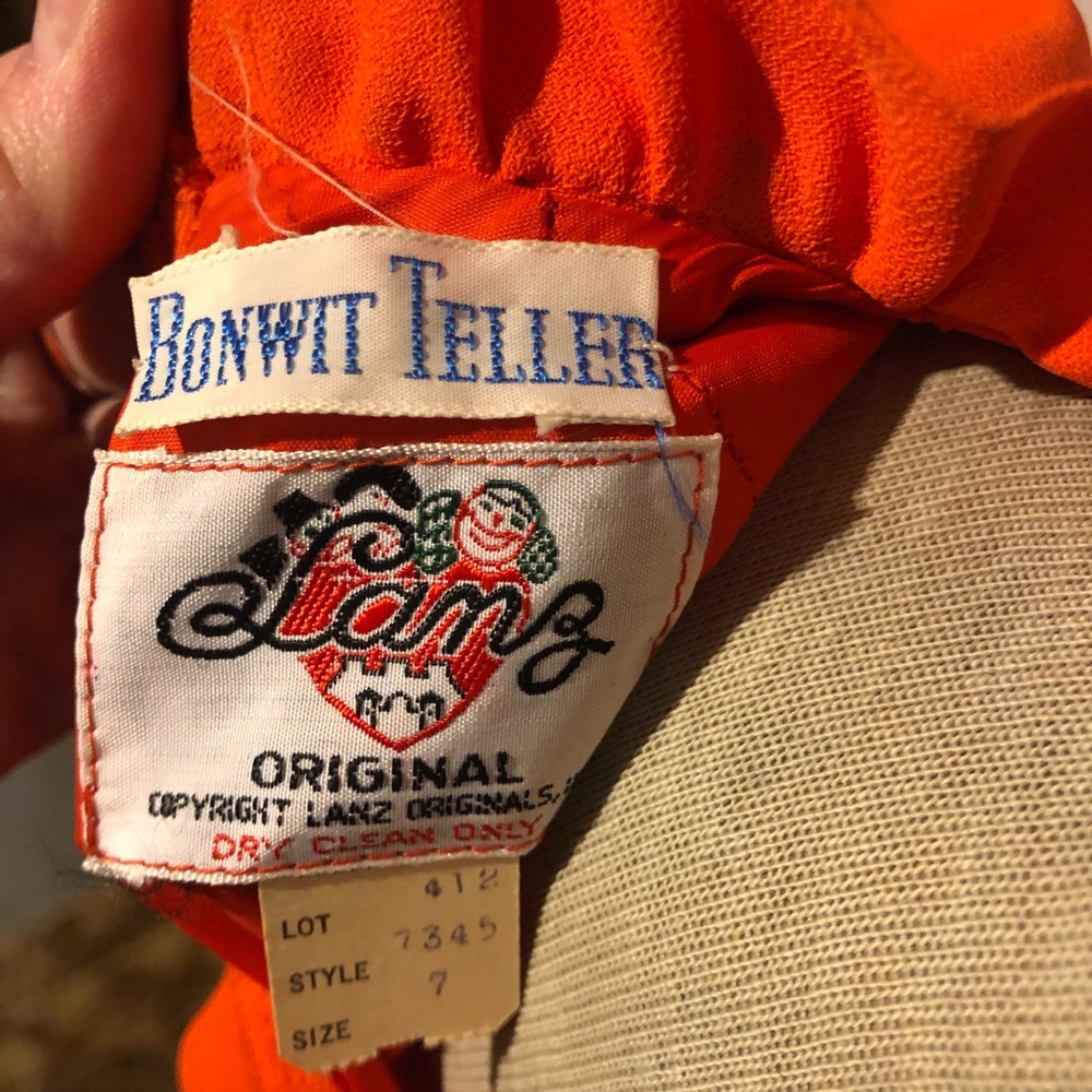 50s/60s Long Sleeve Mini Dress w/ Embroidered Belt - Picture 3 of 3